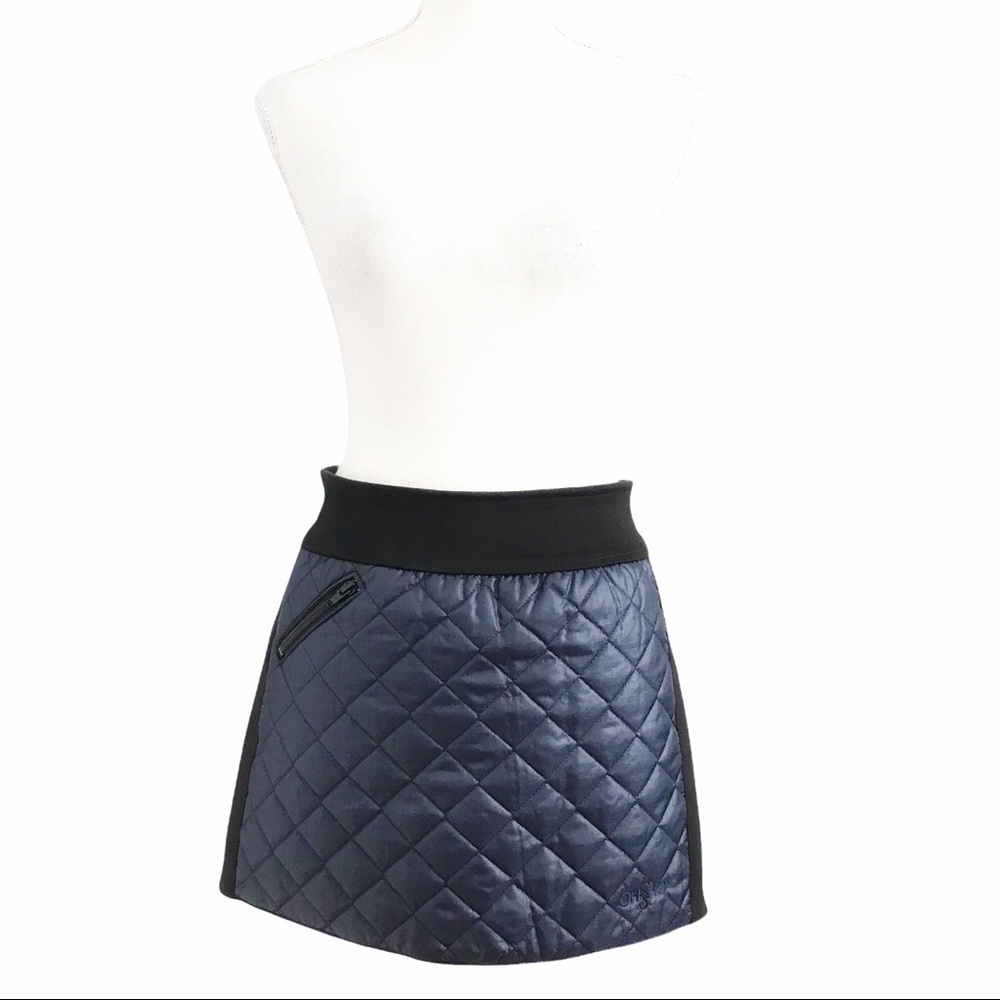 Quilted Navy Mini Skirt with Elastic Waist